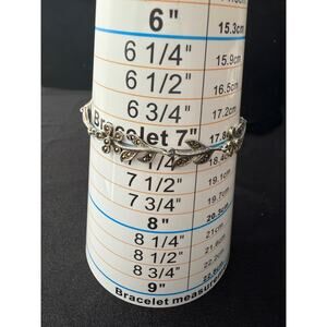 Sterling Silver 925 Marcasite Flower Leaf design 7” bracelet